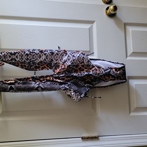 Plus leopard print halter swim suit